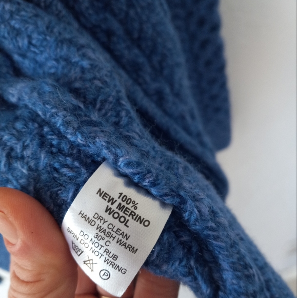 Shades Of Aran 100% Merino Wool Zip Up Cardigan Blue L - Picture 8 of 16